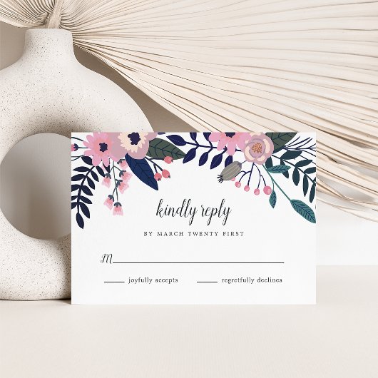 Roze wedow | Floral RSVP-kaart RSVP Kaartje