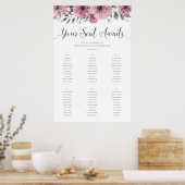 Roze weduwenkaart met 6 tabellen poster (Keuken)