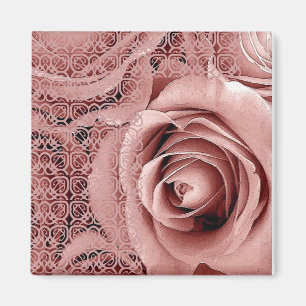  roze weduwenkroos Bouquet met kant Magneet
