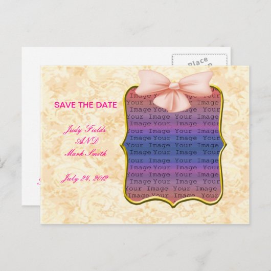 Roze weduwschap sparen het Briefkaart Datum (Voorkant / Achterkant)