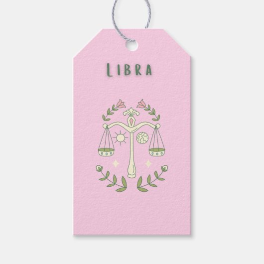 Roze Weegskaal, sterrenbeeld, sterrenbeeld Cadeaulabel (Voorkant)