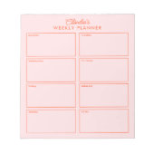 Roze Weekplanner + Notities om te doen lijst Notitieblok (Voorkant)