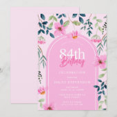 Roze Weelderige Bloemen Botanische Girly 84e Verja Kaart (Voorkant / Achterkant)