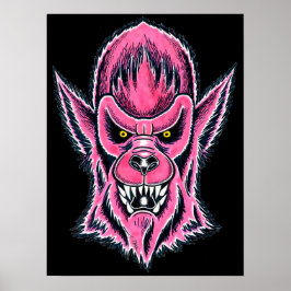 Roze Weerwolfmasker Poster