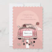 Roze wegauto - Bridal Shower - uitnodiging (Voorkant)