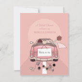 Roze wegauto - Bridal Shower - uitnodiging (Voorkant)