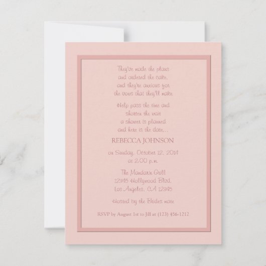 Roze wegauto - Bridal Shower - uitnodiging (Achterkant)