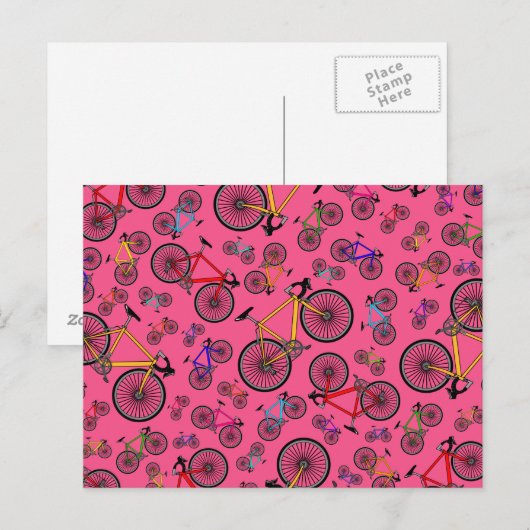 Roze wegfietsen briefkaart (Voorkant / Achterkant)