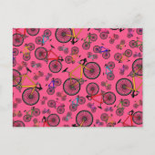 Roze wegfietsen briefkaart (Voorkant)