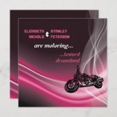 Roze wegmotorfiets biker bruiloft kaart (Voorkant / Achterkant)