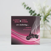 Roze wegmotorfiets biker bruiloft kaart (Staand voorkant)