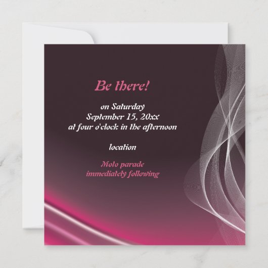 Roze wegmotorfiets biker bruiloft kaart (Achterkant)