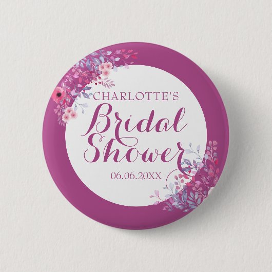 Roze Weide Bloem Bruiloftsborrel Ronde Button 5,7 Cm (Voorkant)