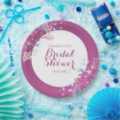 Roze Weide Bloemige Bruiloftsdouche Papieren Bordje (Feest)