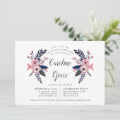 Roze weide | Bloemige Eerste Heilige Communie Kaart (Staand voorkant)