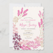 Roze weide Eerste Rijst Ceremonie Kaart (Voorkant)