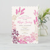 Roze weide Eerste Rijst Ceremonie Kaart (Staand voorkant)