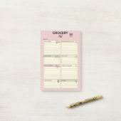 Roze Wekelijkse Boodschappenlijst - Post-it® Notes (Op bureau)