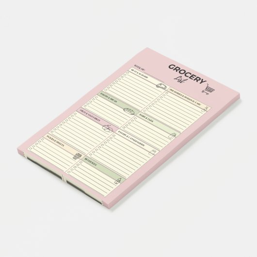 Roze Wekelijkse Boodschappenlijst - Post-it® Notes (Schuin)