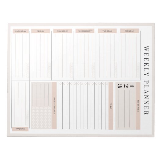 Roze, wekelijkse flatpanel notitieblok (Voorkant)