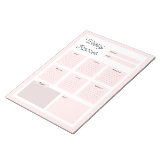 Roze, wekelijkse flatpanel notitieblok (Schuin)