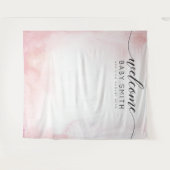 Roze Welkom Baby shower Achtergrond Wandkleed (Voorkant (horizontaal))