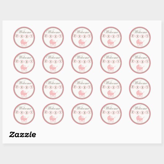Roze Welkom Baby Stickers (Vel)