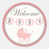 Roze Welkom Baby Stickers (Voorkant)