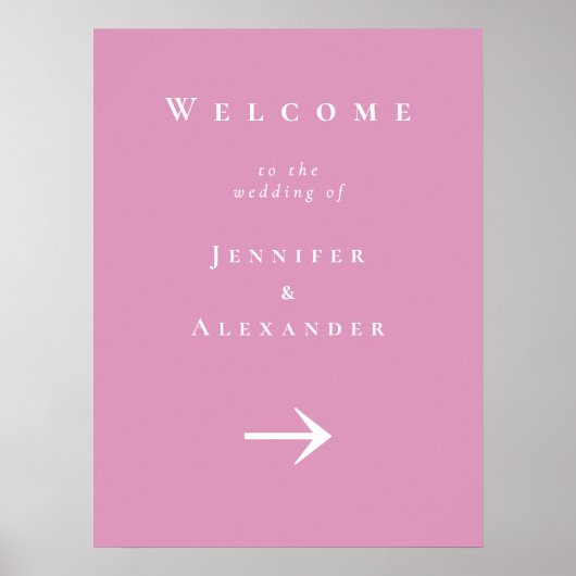 Roze Welkom bij Wedding Sign Poster (Voorkant)