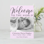 Roze Welkom in de Wereld - Geboorteaankondiging Aankondiging (Staand voorkant)