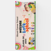 Roze Welkom terug naar school banner (Verticaal)