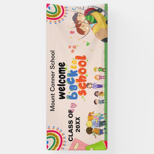 Roze Welkom terug naar school banner (Verticaal)