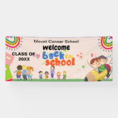 Roze Welkom terug naar school banner (Horizontaal)