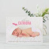 Roze Welkome Baby Foto Baby Aankondiging geboorte (Staand voorkant)