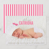 Roze Welkome Baby Foto Baby Aankondiging geboorte (Voorkant / Achterkant)