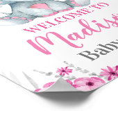 Roze welkomstbord voor ellephant, Girl Rustic Show Poster (Hoek)