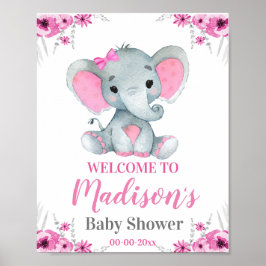 Roze welkomstbord voor ellephant, Girl Rustic Show Poster