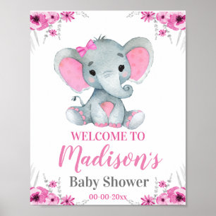 Roze welkomstbord voor ellephant, Girl Rustic Show Poster