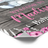 Roze welkomstbord voor ellephant, Girl Rustic Show Poster (Hoek)