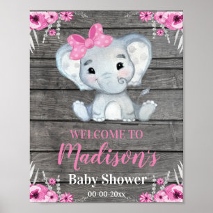 Roze welkomstbord voor ellephant, Girl Rustic Show Poster