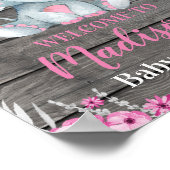 Roze welkomstbord voor ellephant, Girl Rustic Show Poster (Hoek)