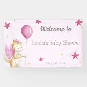 Roze welkomstmeisjes Baby shower Dragon Party Spandoek (Horizontaal)