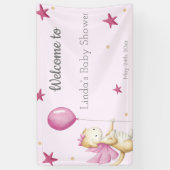 Roze welkomstmeisjes Baby shower Dragon Party Spandoek (Verticaal)