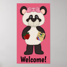 Roze Welkomstschool Meisje Panda Poster