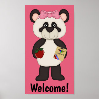 Roze Welkomstschool Meisje Panda Poster