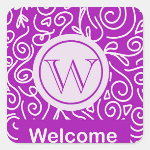 Roze welkomststicker vierkante sticker