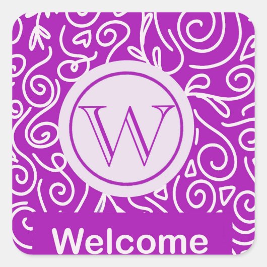 Roze welkomststicker vierkante sticker (Voorkant)