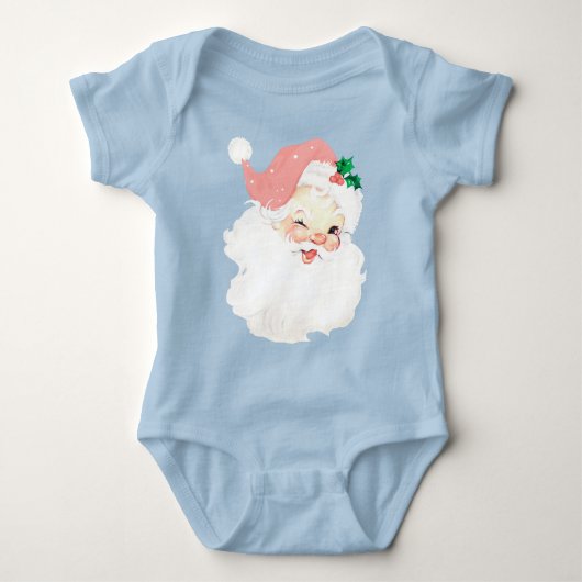 Roze wenkende kerstman baby bodysuit in vintage st (Voorkant)