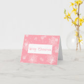 Roze Wenskaart met kerstsnowflakes Kaart (Gele Bloem)