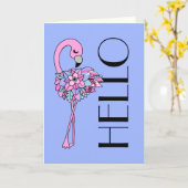 Roze Wenskaart van flamingo (blanco binnenzijde) Kaart (Gele Bloem)